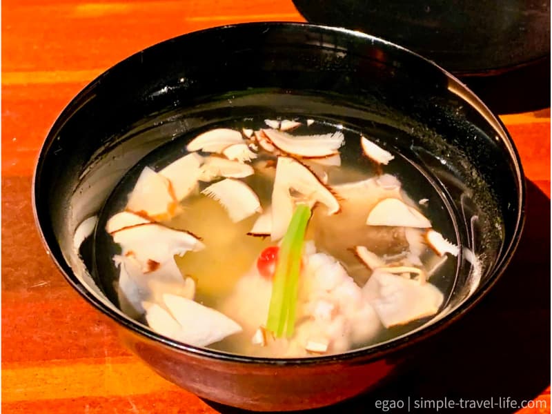 リッツ・カールトン日光１日目の夕食の松茸のお椀