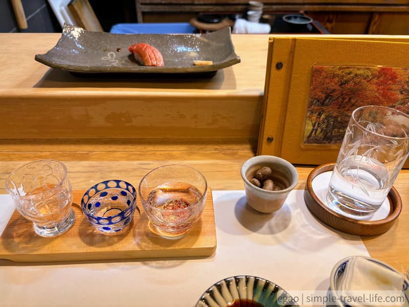 地酒飲み比べとお寿司