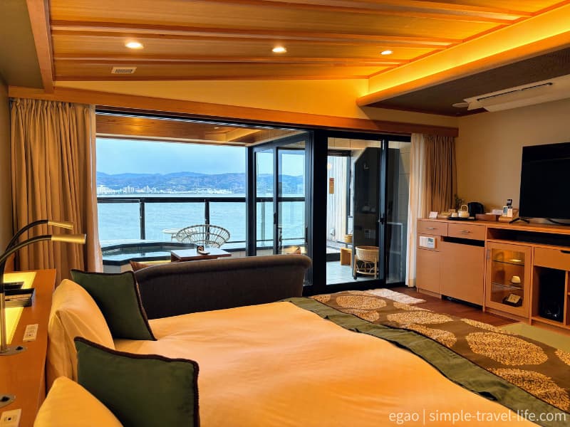 露天風呂付客室から望む宍道湖