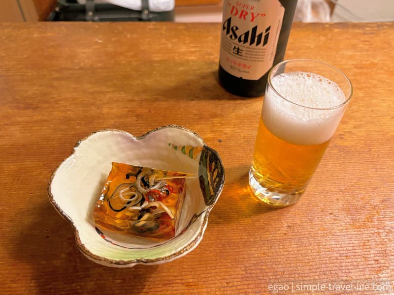 久鶴のお通し、フグの煮凝りは絶品